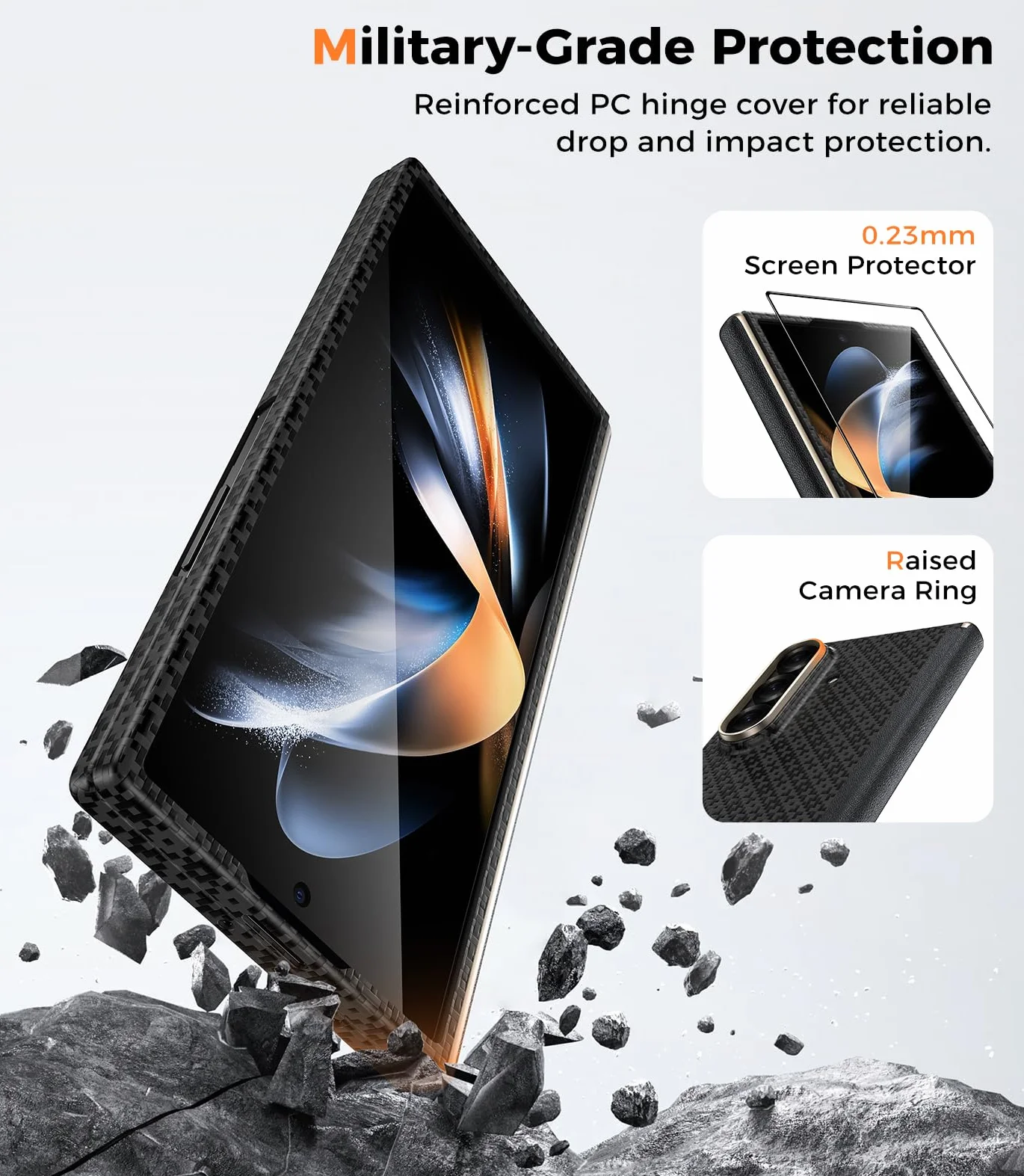 BENKS 3 w 1 do Samsung Galaxy Z Fold 7 Etui z Szkłem Hartowanym HD, Ochroną Zawiasu, Ultracienki Magnetyczne Etui z Włókna Aramidowego Kevlar i Poliwęglanu, ArmorAir ArmorGrid