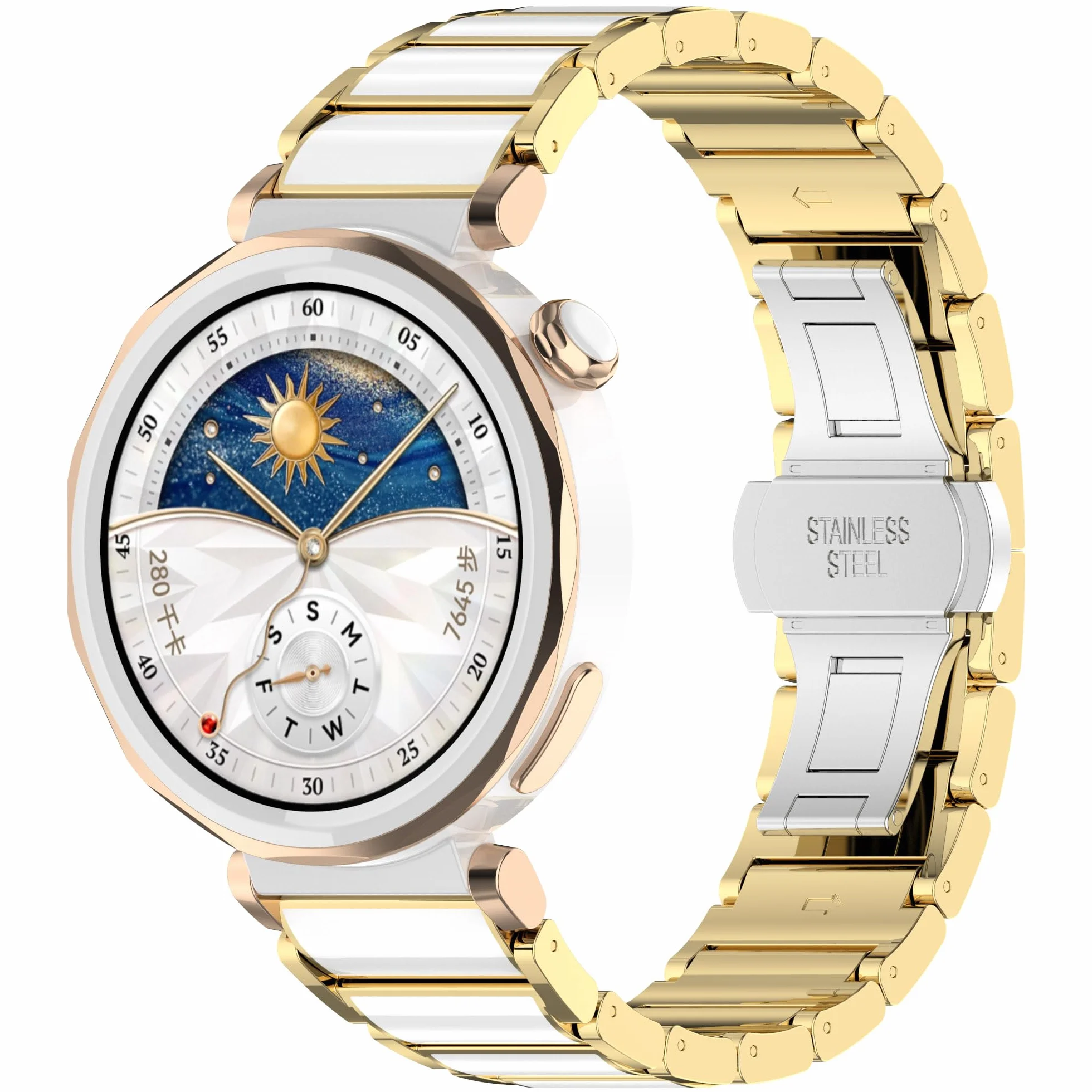 VeveXiao Wytrzymały metal z ceramicznym paskiem, kompatybilny z Huawei Watch GT 5 Pro 42 mm/GT 5 41 mm, bransoletka 18 mm, ceramiczny metalowy pasek zastępczy do Huawei Watch GT 4 41 mm, damski pasek