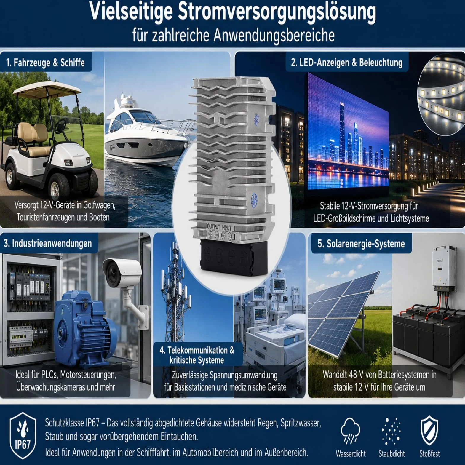 720W 50A DC Transformator DC36-48V na 12V IP67 Wodoodporny Przetwornica Napięcia do Silników Pojazdów