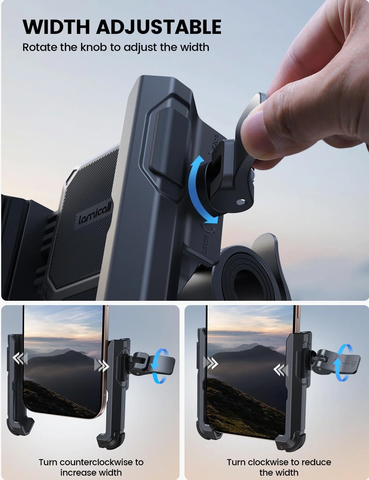 Lamicall uchwyt telefonu rowerowy motorowy 360° obrotowy uniwersalny na kierownicę iPhone 16/15/14 Samsung