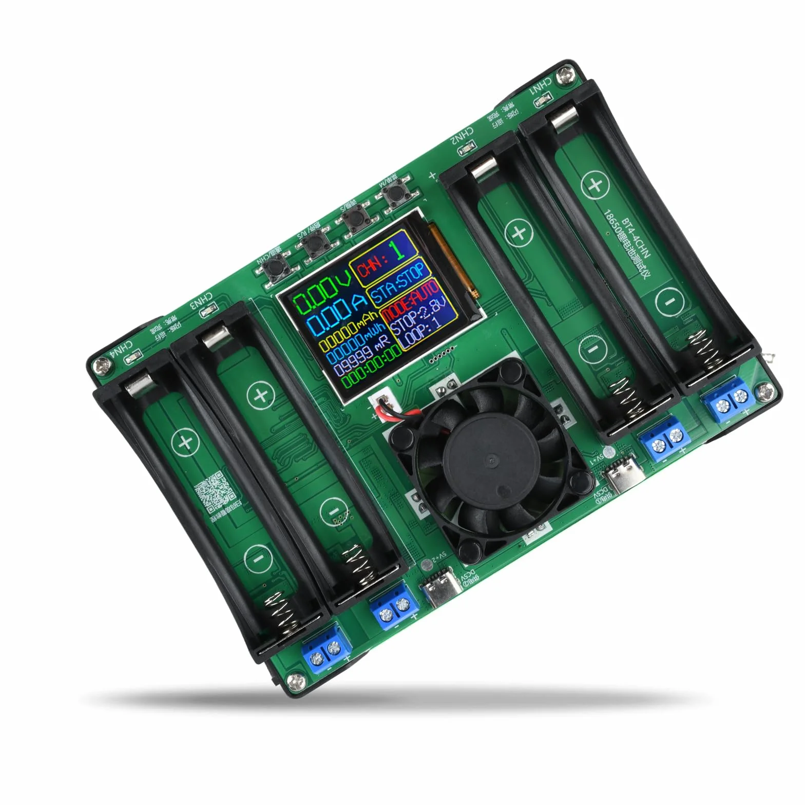 Tester pojemności akumulatora DC5V tester rezystancji wewnętrznej baterii moduł pojemności napięcia prądu wydajności z wyświetlaczem LCD typu C do baterii litowej 4 kanały