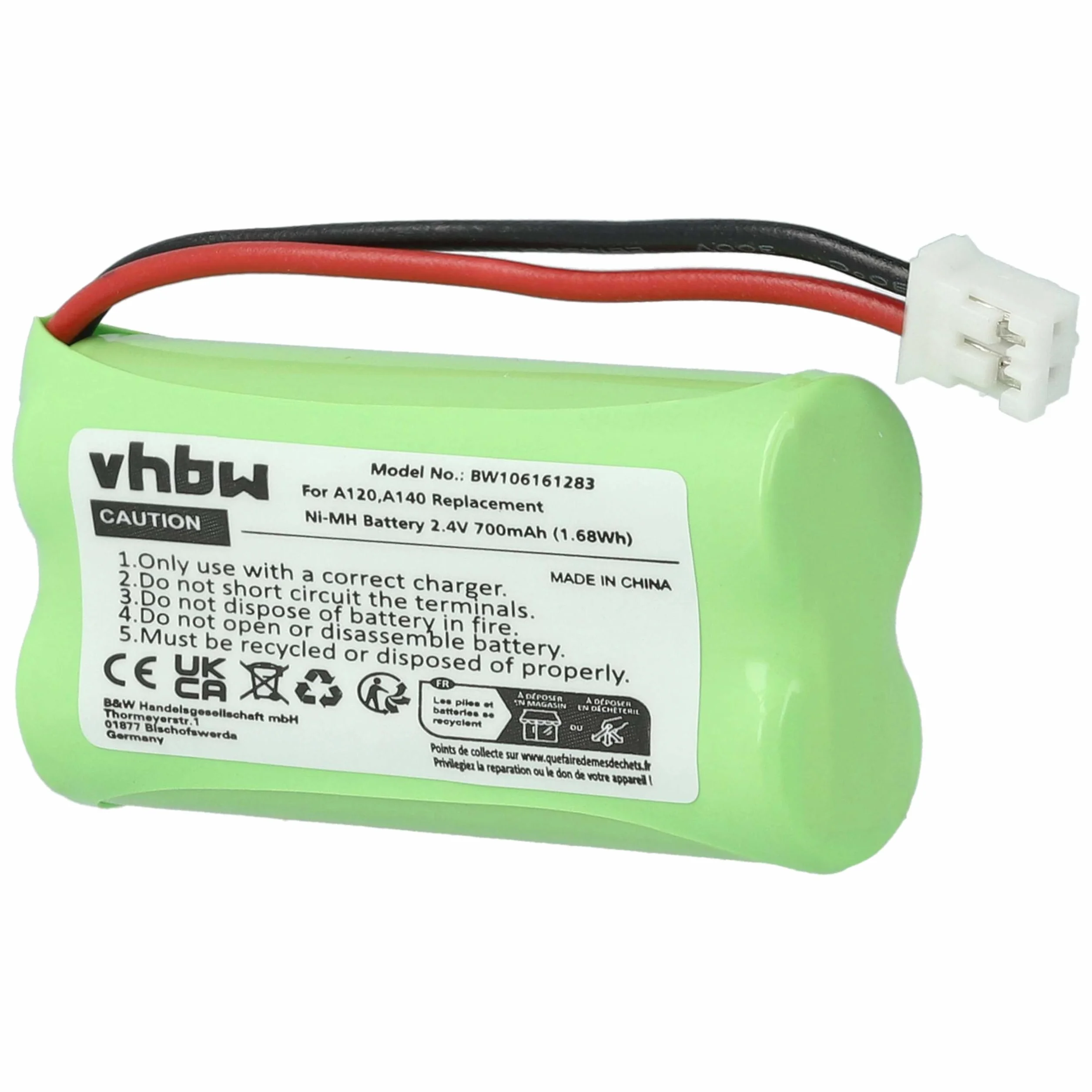 vhbw 10 x bateria zastępuje V30145-K1310-X359, S30852-D1640-X1, T382, T436-U1 do bezprzewodowego telefonu stacjonarnego (700mAh, 2,4V, NiMH)