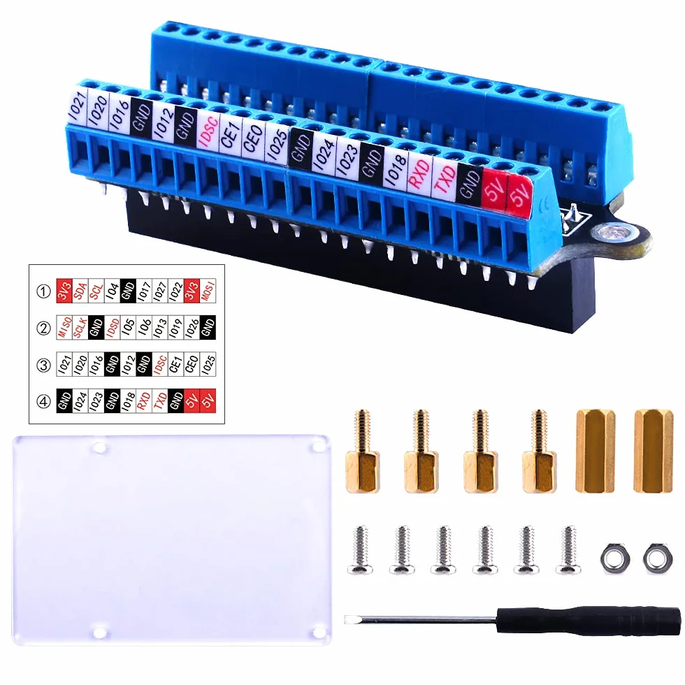 Raspberry Pi Micro GPIO Terminal Block Breakout Board Module, GPIO Expansion Board for Raspberry Pi 4B/3B+/3B/2B