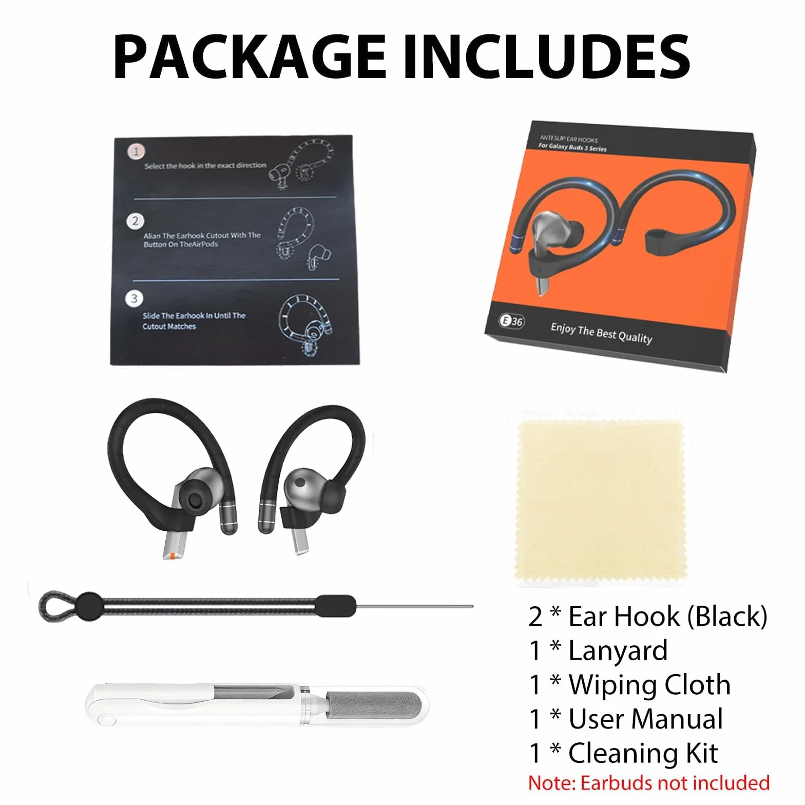 Adhiper Adhiper silikonowe zatyczki do uszu do Samsung Galaxy Buds 3 Pro, słuchawki Buds 3, antywyciekowe, sportowe nauszniki, do słuchawek Galaxy Buds 3 (czarny)