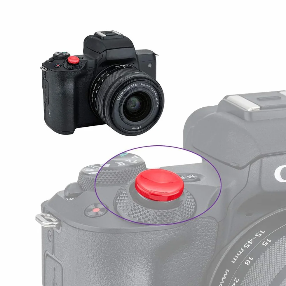 PROfezzion Miękki Przycisk Zwalniający z Niewkręcanym do Sony ZV-1 ZV-E10 A7c A7IV A6700 A6500 A6400 A6300 RX100 Seria Kamera z Płaskim Przyciskiem Migawki (Wypukły i Wklęsły Jasny Czerwony Zestaw)