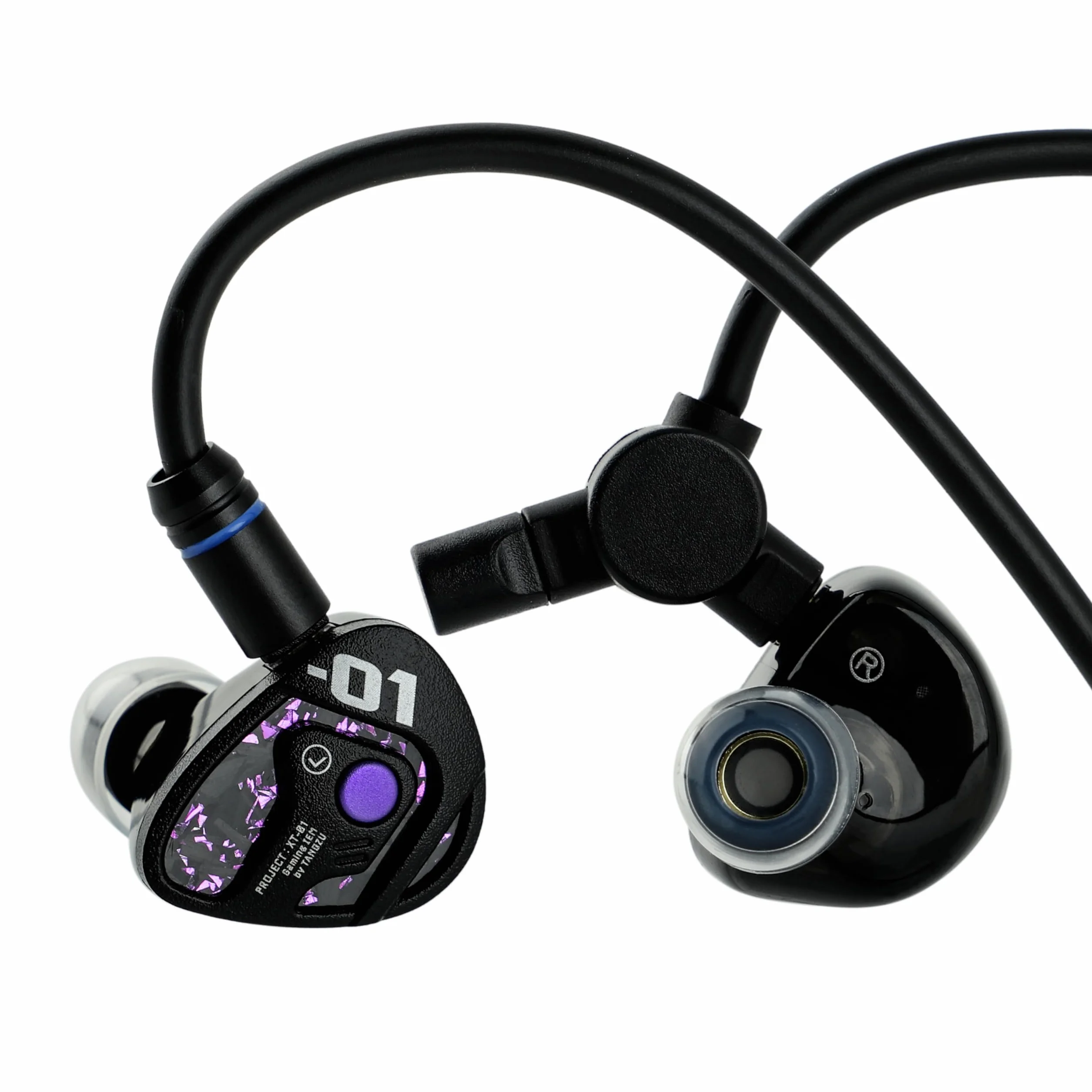 Linsoul TANGZU Xue Tao Słuchawki douszne Gaming, przewodowe słuchawki Hi-Fi z odłączanym mikrofonem, dynamiczny przetwornik douszny z szklaną membraną 10 mm (3,5 mm MIC)
