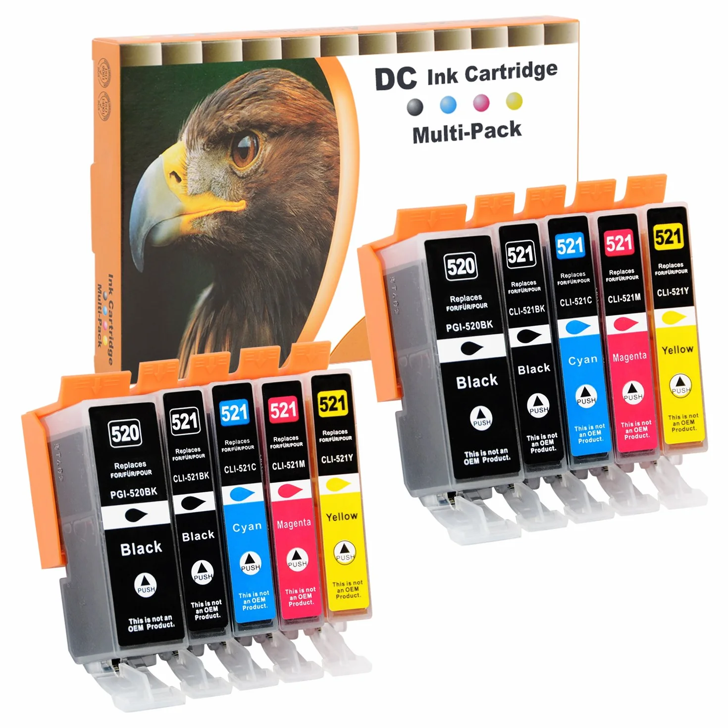 D&C 10x wkłady atramentowe kompatybilne z Canon PGI-520 CLI-521 dla Canon Pixma IP3600 IP4600 IP4600X IP4700 MP540 MP550 MP560 MP620 MP630 MP640 MP640R MP980 MP990 Seria MX860 MX870