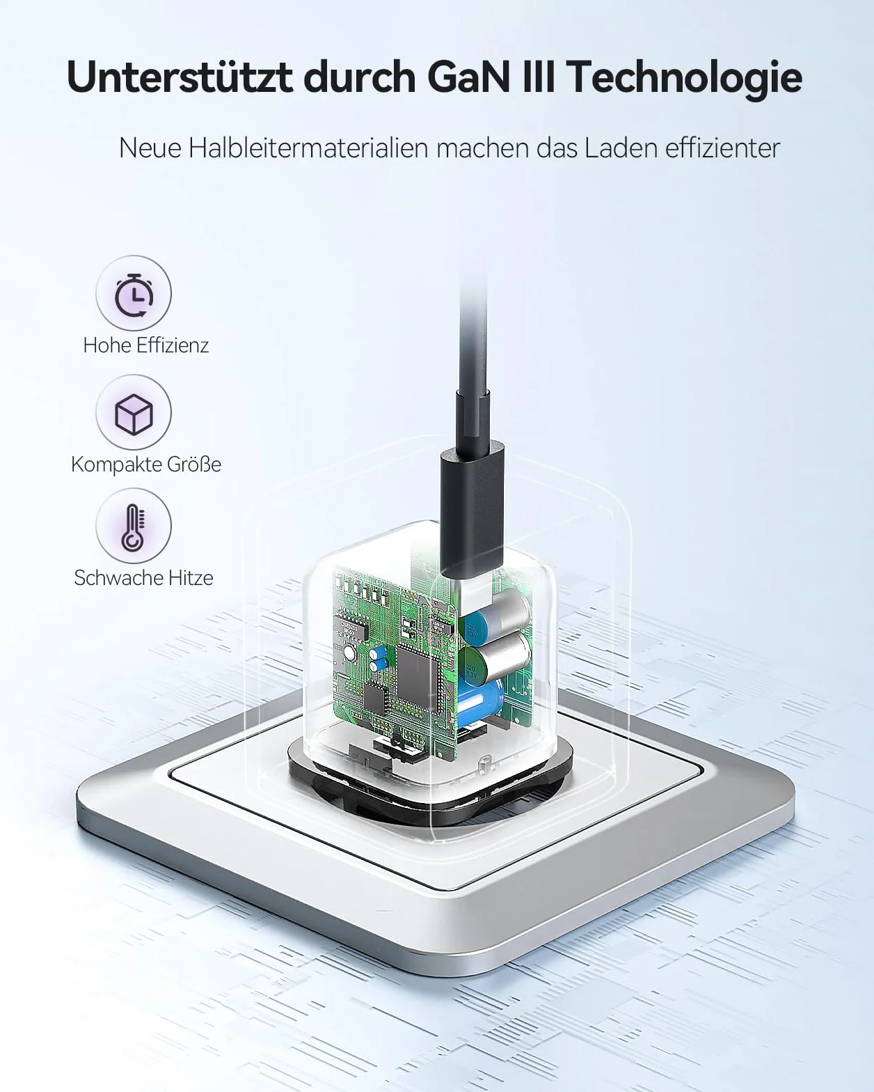TECKNET 30W ładowarka USB C PD 3.0 GaN III kabel 2M typu C