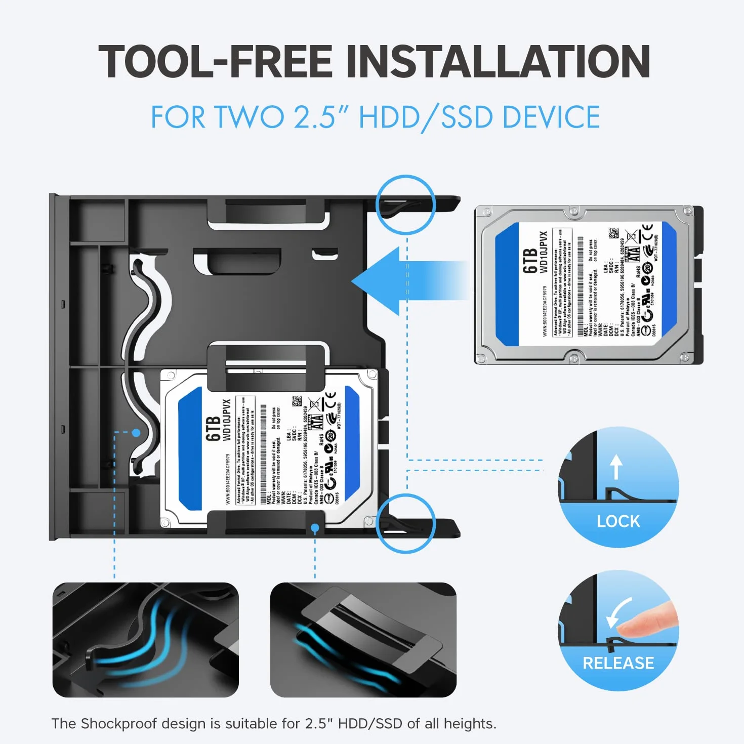 GRAUGEAR | ramka montażowa do 2 x 2,5 cala HDD/SSD i 1 x 3,5-calowych dysków HDD na 5,25 cala | osłona przednia 5,25" | G-CV-235T525