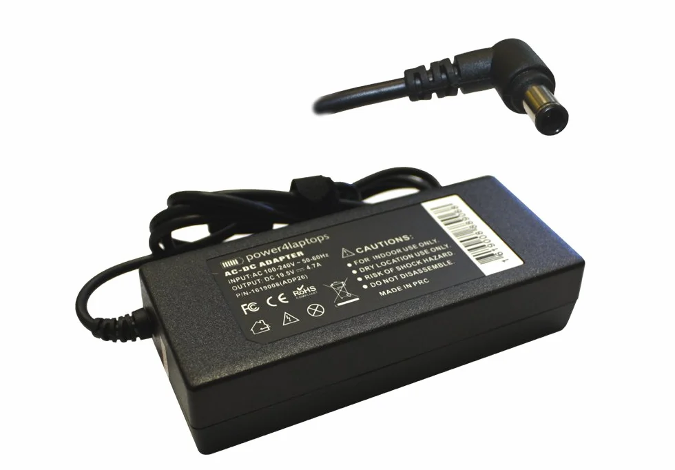 Power4Laptops Zasilacz Sieciowy Ladowarka do Laptopa Zasilanie kompatybilny z Sony Vaio VGN-SR490DDB
