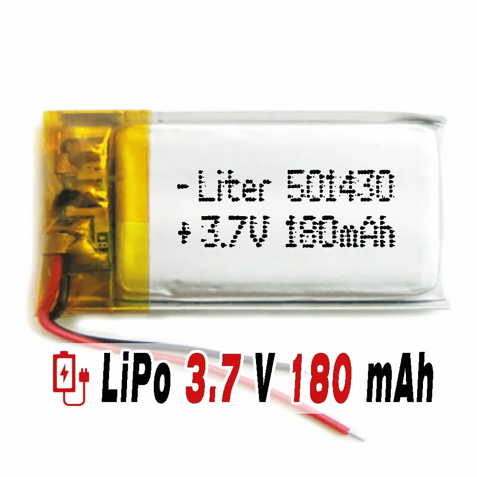 Bateria LiPo 3.7V 180mAh 501430 1S 5C 32x14x5mm Akumulator litowo-polimerowy
