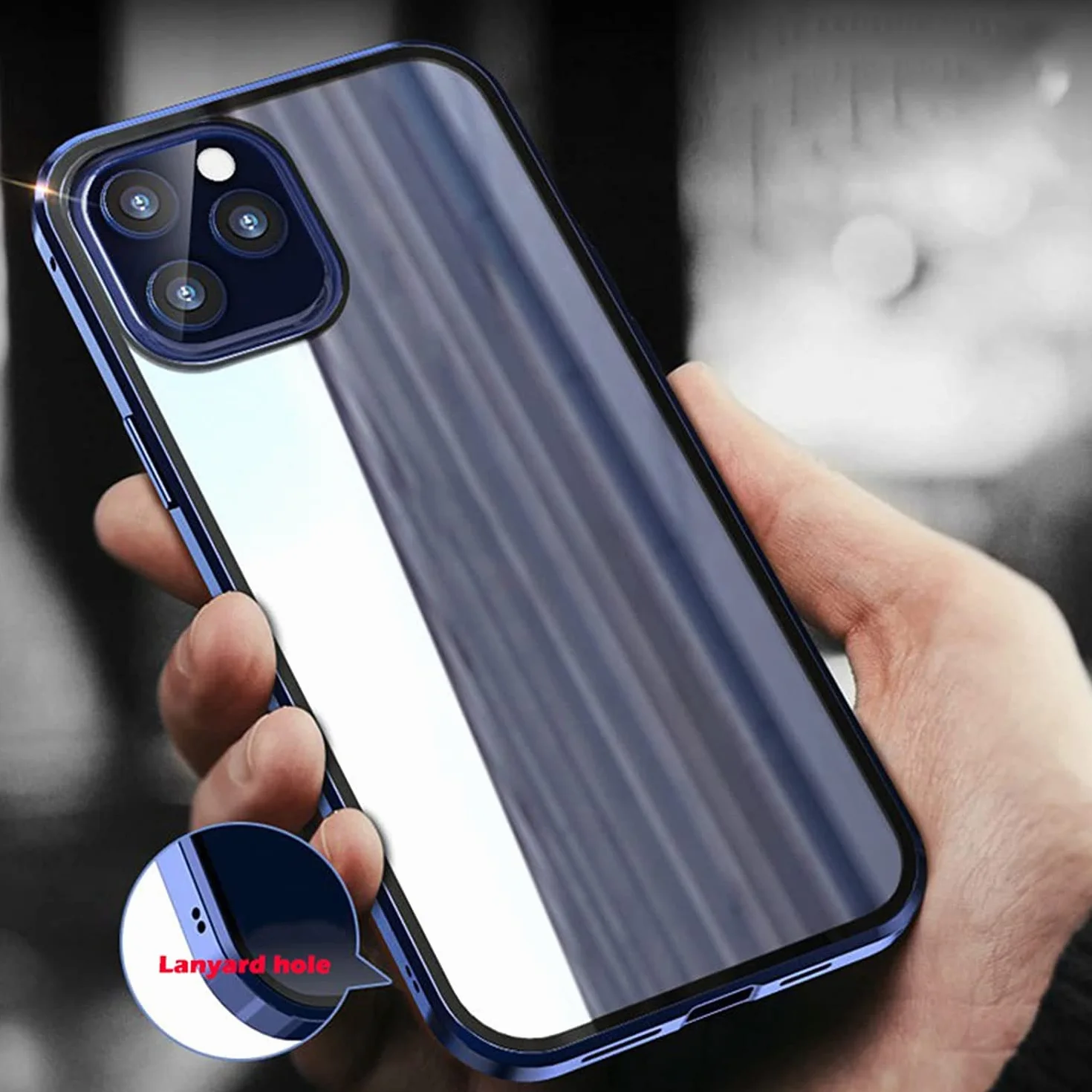 Etui na iPhone 14 Pro, antypodglądający dwustronny magnes ze szkła hartowanego adsorpcja prywatność ekran etui na telefon, 360 pełne odporne na wstrząsy etui ochronne do iPhone 14 Pro (kolor: niebieski)