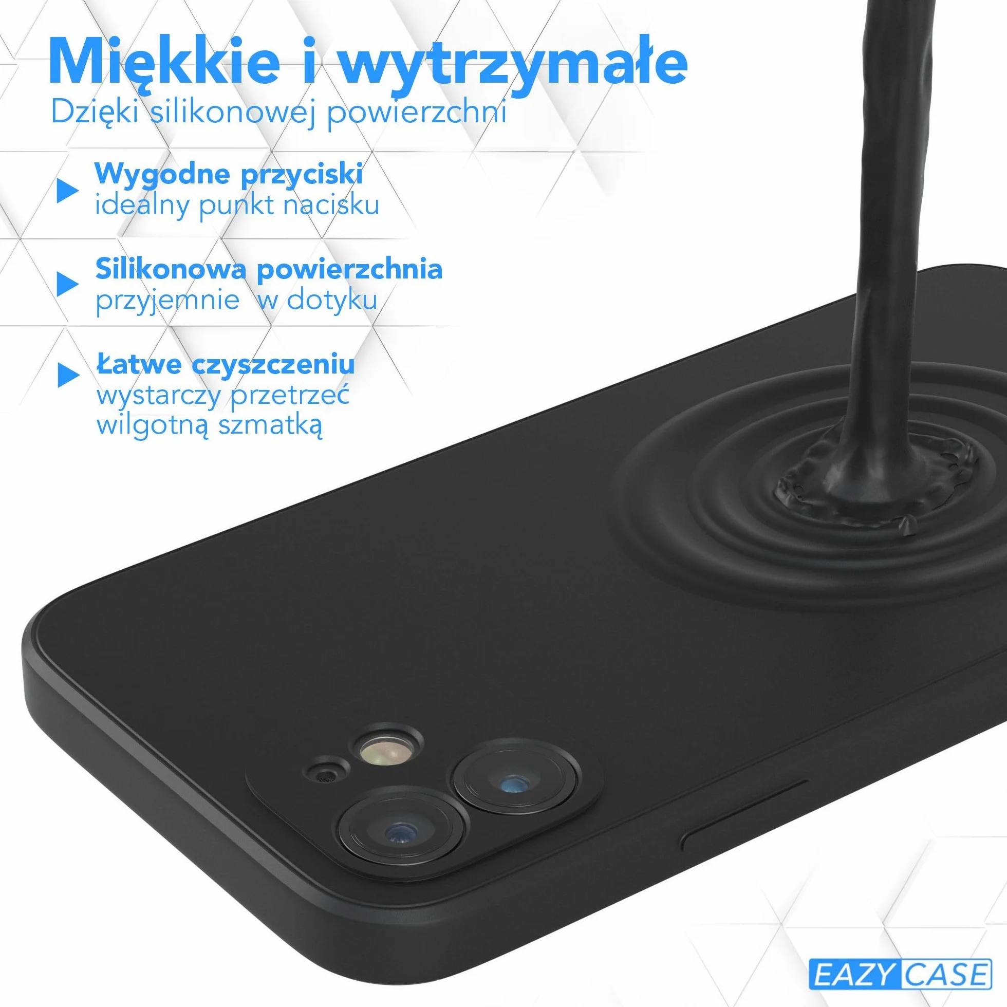EAZY CASE - Silikonowe etui na telefon iPhone 12 Soft, wstrząsoodporne etui na telefon Etui ochronne z ochroną aparatu Cienka warstwa ochronna Premium TPU Bumper na telefon w Czarny