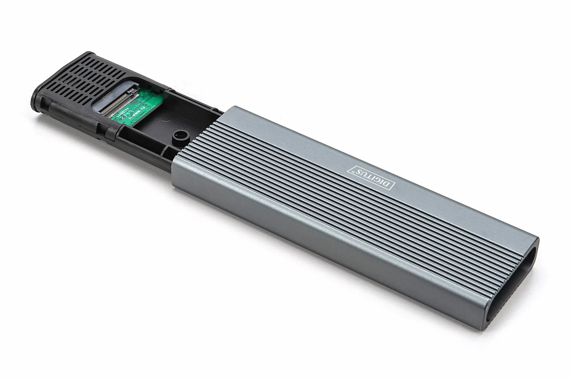 DIGITUS Zewnętrzna obudowa M.2 - USB 3.1 Gen2 Typ-C - 6 Gbit/s - obsługuje SATA SSD do 8 TB - do dysków SSD 2230/2242/2260/2280 z B-Key - bez narzędzi - obudowa aluminiowa - szara
