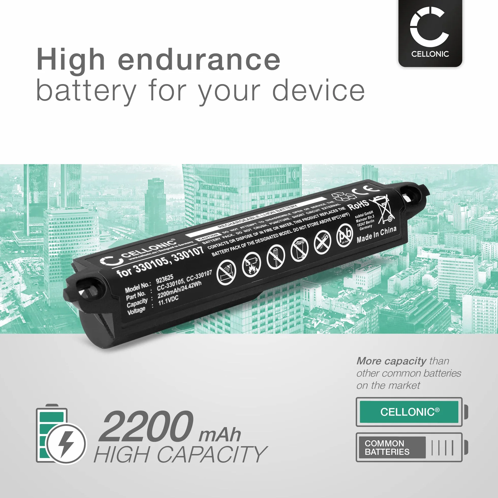 CELLONIC® Wysokiej jakości akumulator kompatybilny z Bose Soundlink 2, Soundlink 3, SoundTouch 20, 330105,330107, 404600, 404900 2200 mAh akumulator zapasowy