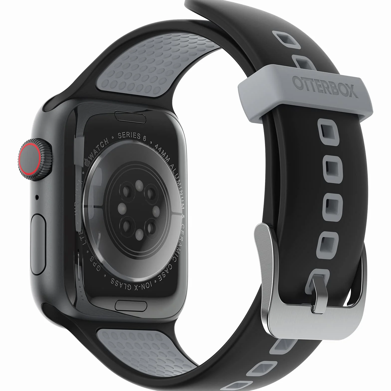 OtterBox Całodzienny pasek do zegarka Apple Watch 44/45/46mm, wytrzymały, miękki w dotyku silikonowy pasek do zegarka Apple Watch, Autobahn Black