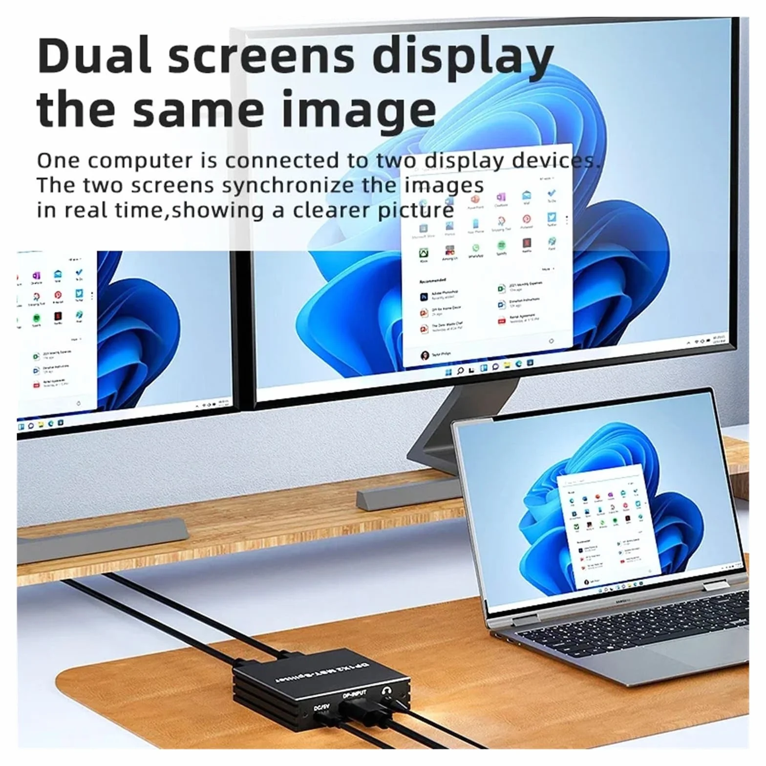 Compatible Splitter 8K MST SST 1In 2 Out DP 1.4 8K@30Hz 4K@120Hz to DisplayPort Converter(DP to 2HD)