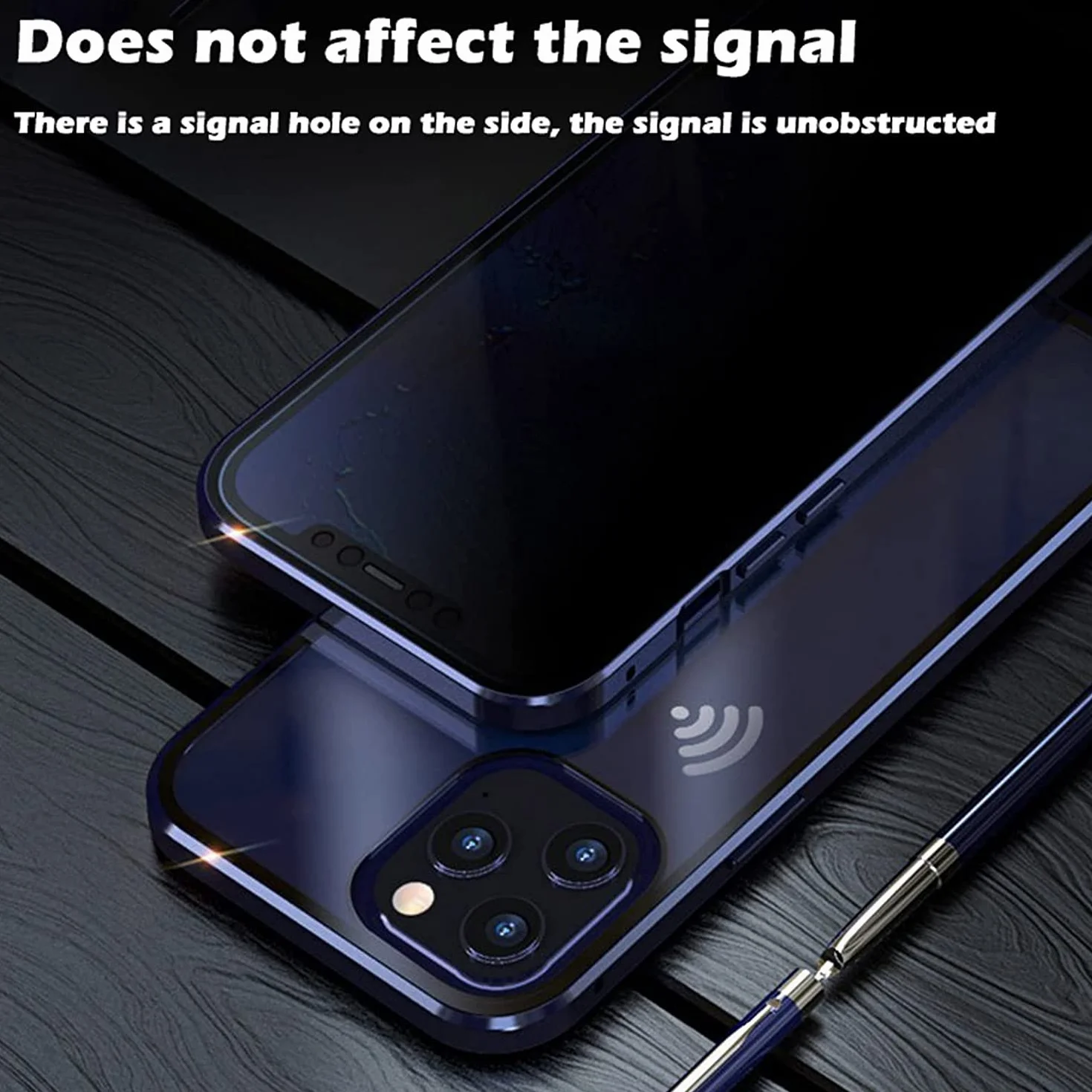 Etui na iPhone 14 Pro, antypodglądający dwustronny magnes ze szkła hartowanego adsorpcja prywatność ekran etui na telefon, 360 pełne odporne na wstrząsy etui ochronne do iPhone 14 Pro (kolor: niebieski)