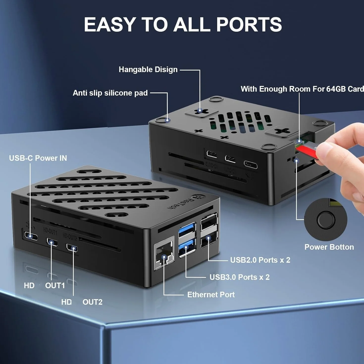 RasTech zestaw do Raspberry Pi 5 16 GB z zasilaczem GaN 27 W 5,1 V 5 A USB-C, aktywna chłodziarka, zestaw rederów kart 32 GB, kabel wyjściowy 4K Micro HD, etui na karty Pi 5 16 GB i instrukcja obsługi