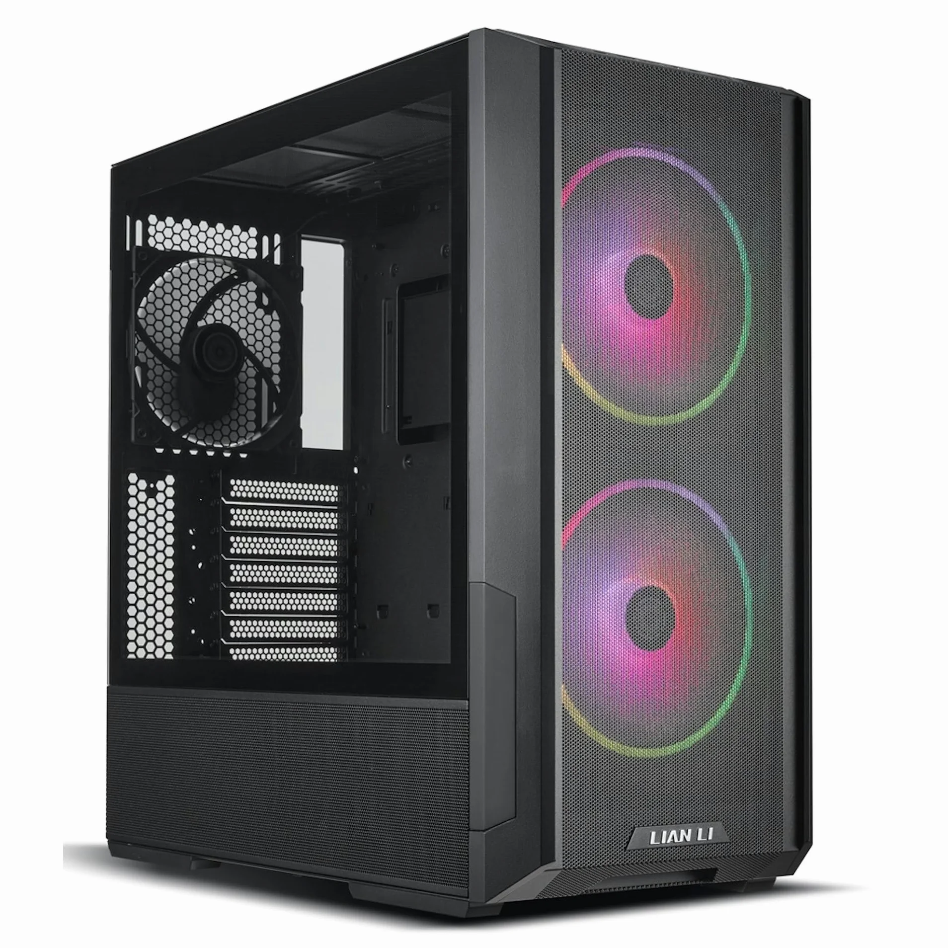 Lian-Li Lancool 216 RGB czarna stal/hartowane szkło ATX Mid Tower obudowa komputera, 2 x wentylatory ARGB 160 mm w zestawie – LANCOOL 216RX czarna
