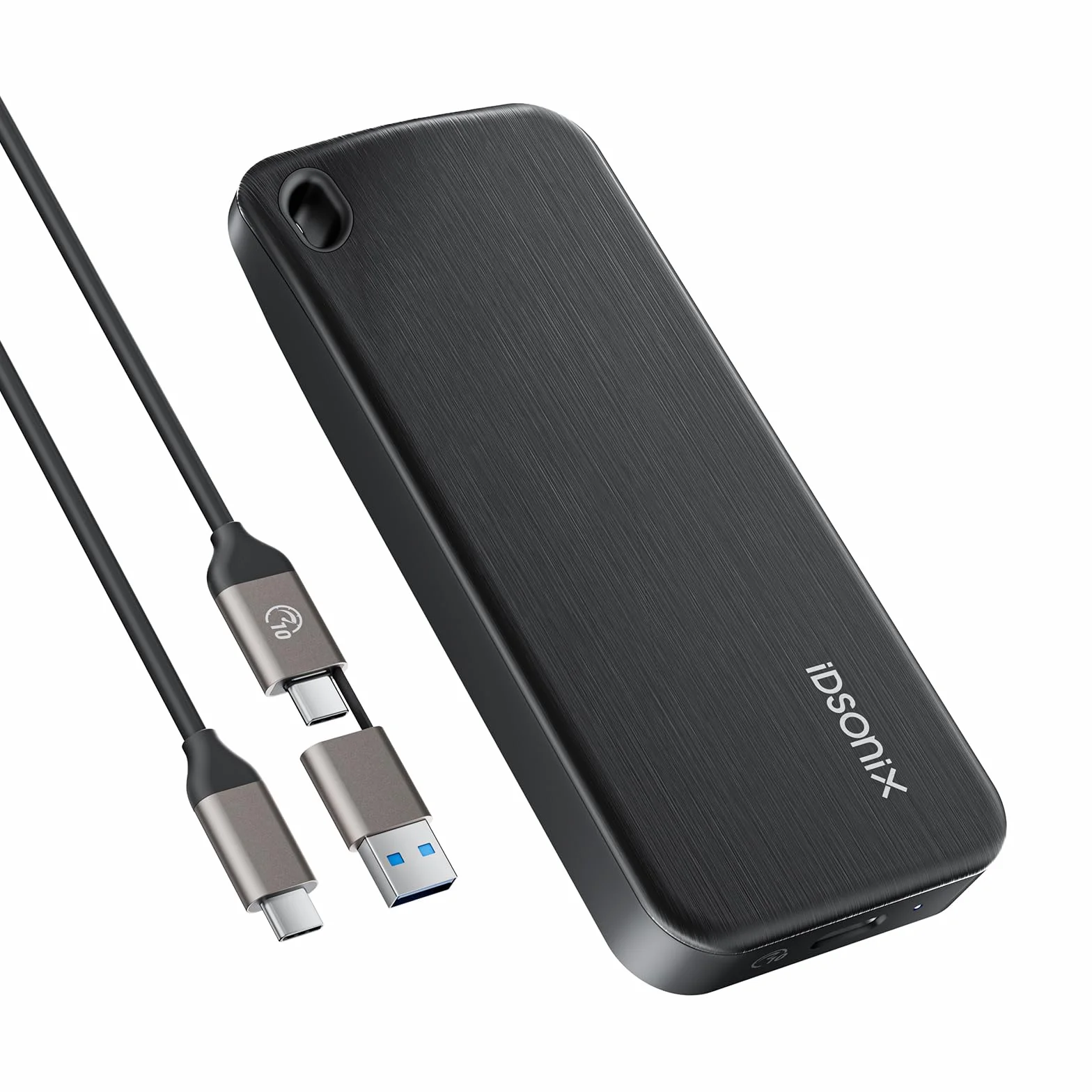 iDsonix Przenośny dysk SSD 1 TB, zewnętrzny dysk twardy, do 1000 MB/s, zewnętrzne napędy SSD z kablem USB C 2 w 1 do gier Xbox Series Gaming, Mac, iPhone 15 Pro, PC, laptopów, twórców (i10PRO)