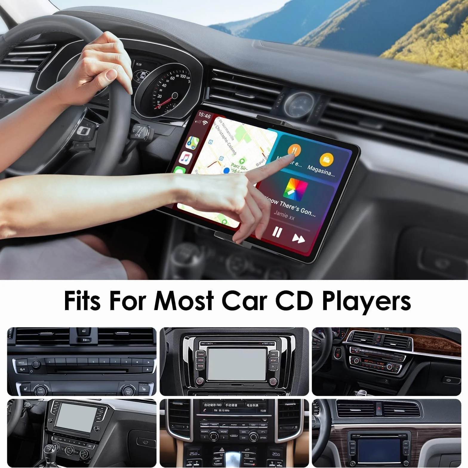 EEEKit Odtwarzacza CD Samochodowy Uchwyt, 360 Obracany Stopni Telefon Uchwyt Komórkowy Gniazdo CD do Urzdze o Przektnej Ekranu 4,0-15,0 Cala, Czarny