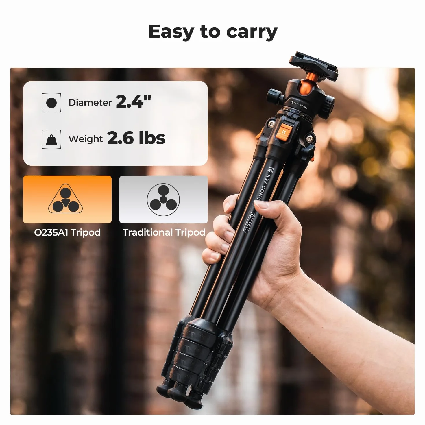 K&F CONCEPT Statyw o wysokości 163 cm/64" z głowicą kulową, wykonany z wytrzymałego aluminium, do aparatów DSLR i smartfonów, z uchwytem na telefon i tablet.