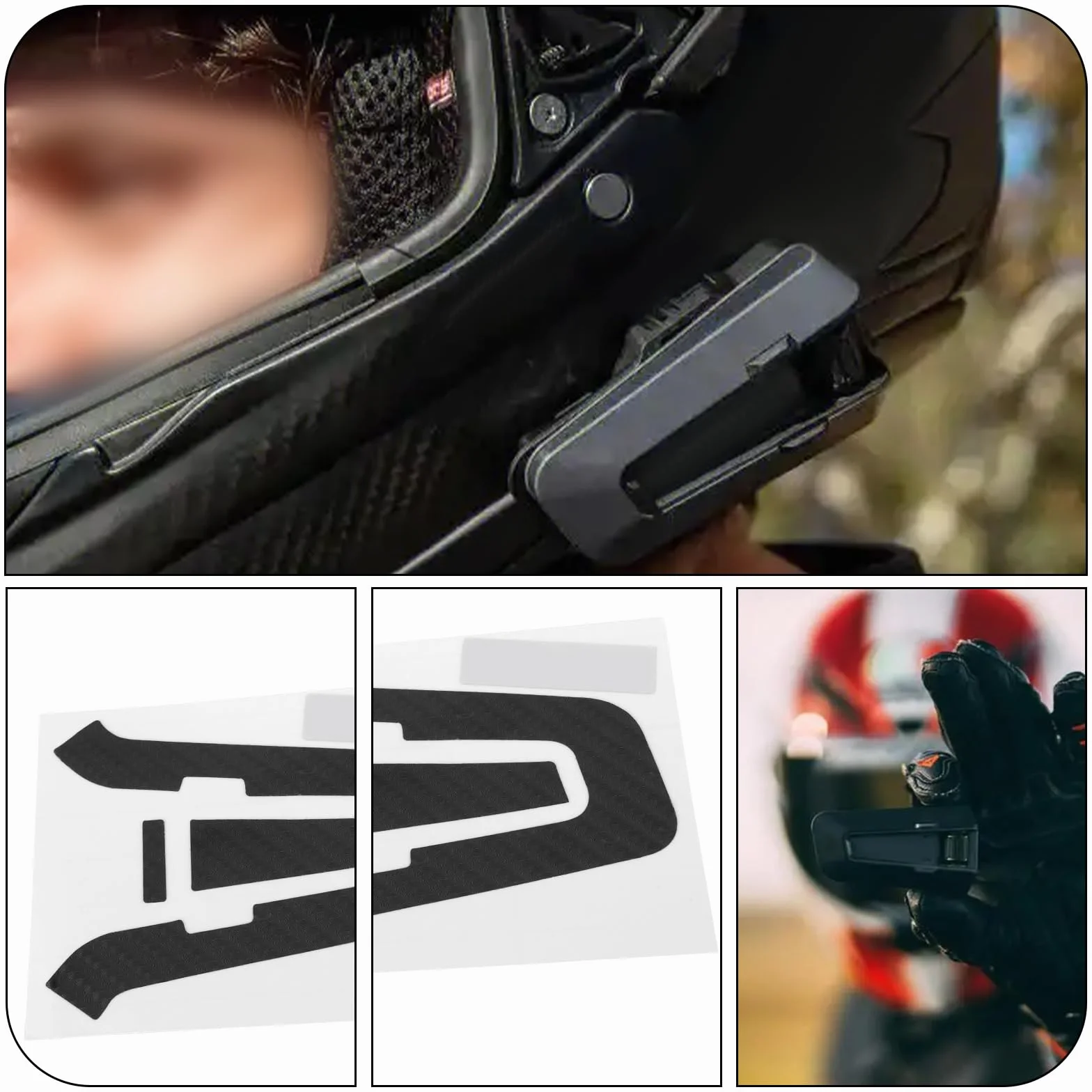 1 zestaw interkomów zestawy słuchawkowe osłona ochronna na urządzenie naklejka zestawy słuchawkowe motocyklowe pokrowiec ochronny kompatybilny z Cardo Packtalk Edge wzór z włókna węglowego