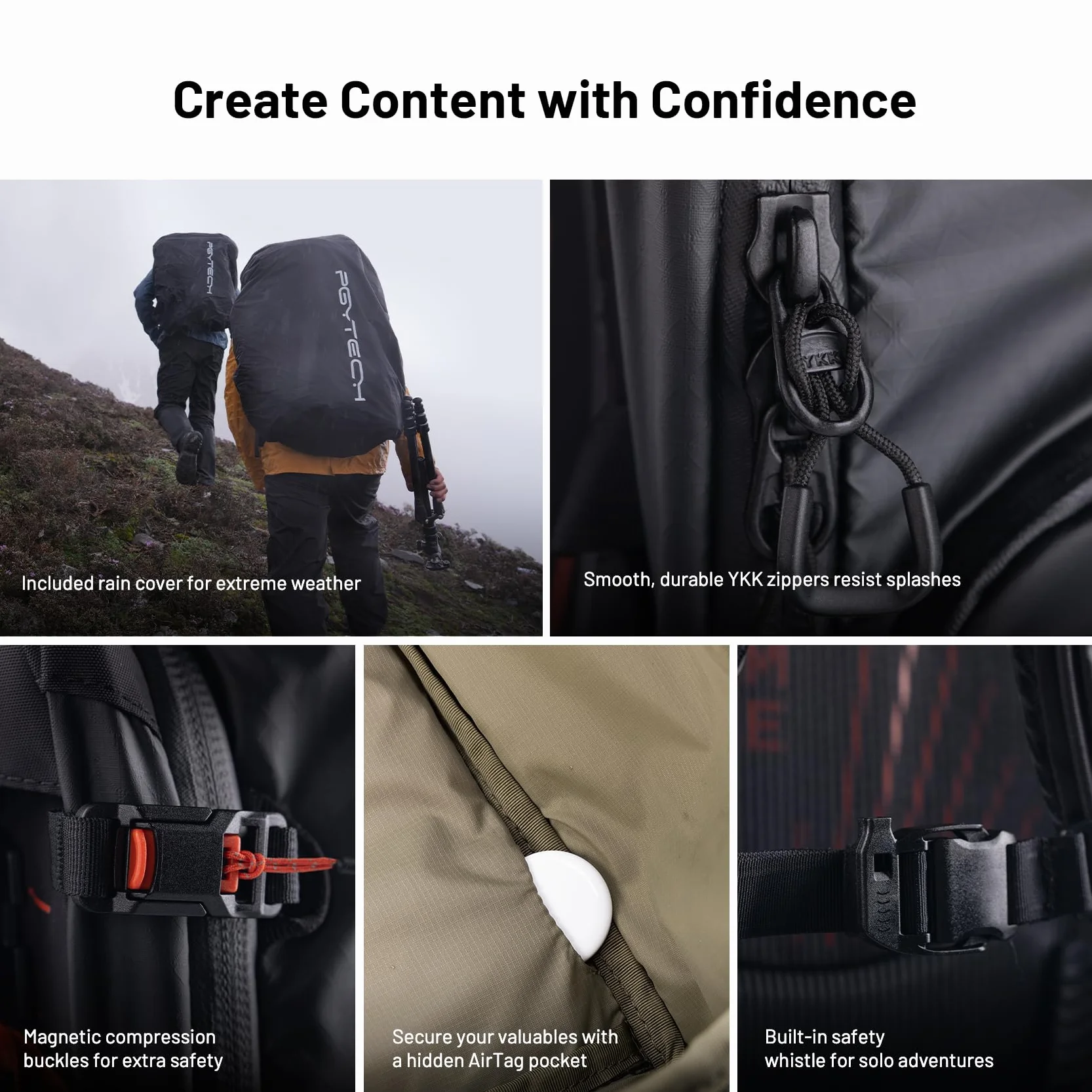 PGYTECH OnePro Focux plecak wodoszczelny, 25-35 l, do lustrzanek cyfrowych / lustrzanek / obiektywów bez lusterek, statywu, ochrona przed deszczem, plecak fotograficzny do wędrówek, z kieszenią na