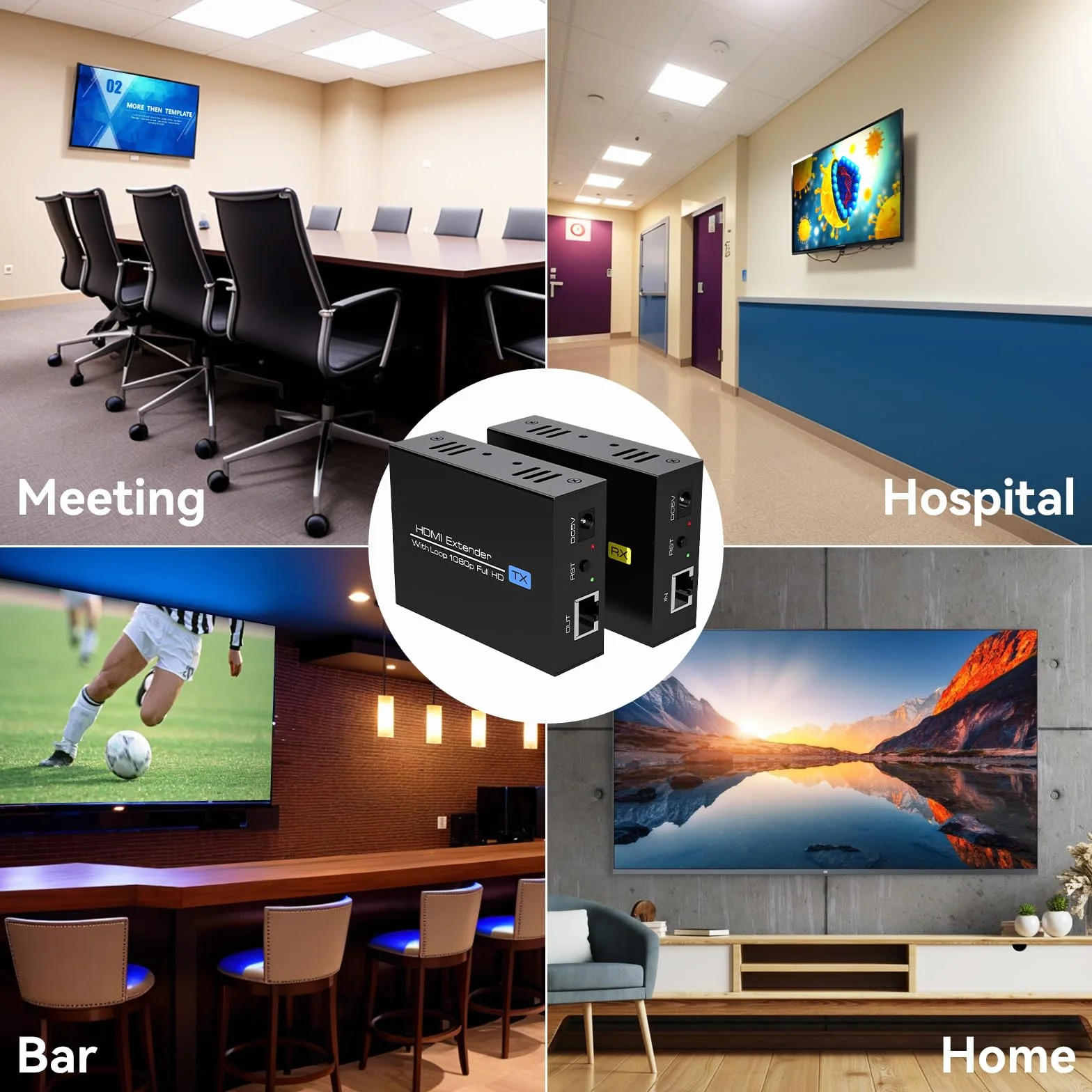 VEDINDUST Przedłużacz HDMI 4K30HZ 131FT/40M HDMI Over Ethernet HDMI RJ45 HDMI Ethernet przez Cat5e/Cat6 kabel transmiter HDMI Repeater obsługuje 4k 1080P 3D POC EDID
