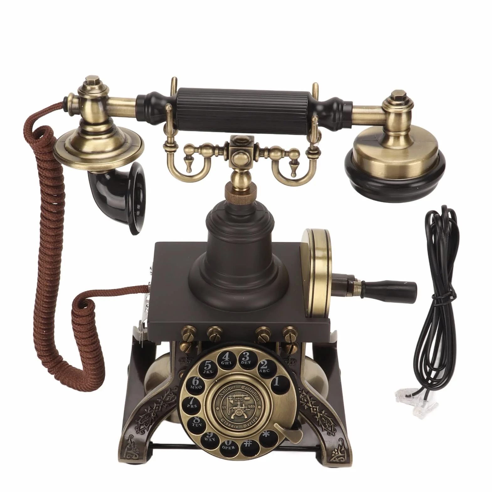 Alomejor Antyczny Telefon Przewodowy Telefon Stacjonarny z tarczą obrotową w Stylu Vintage do Wystroju Wnętrz Stop Cynku w Stylu Retro