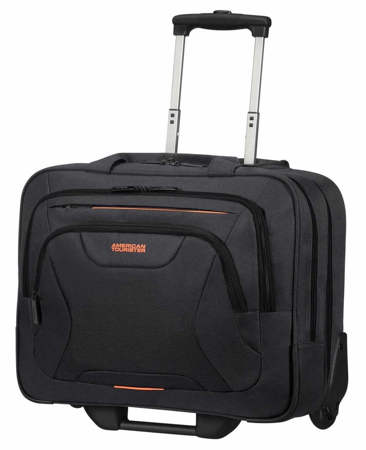 American Tourister at Work - Torba na laptopa 15.6 cala z kółkami, 44 cm, 22 L, Czarny/Pomarańczowy (Black/Orange)