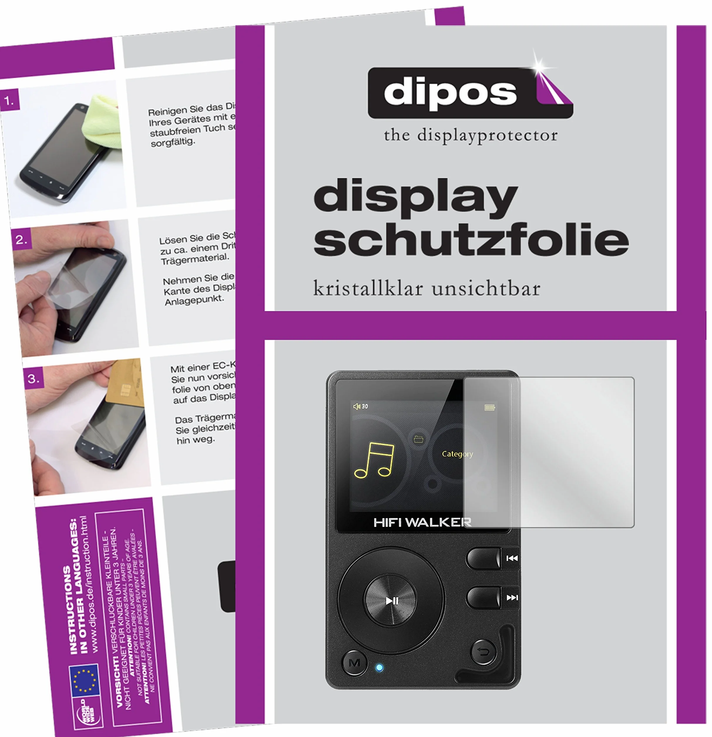 dipos I 6X Film Ochronny Kompatybilny z HiFi Walker H2 MP3-Player Film Ochronny Kryształ