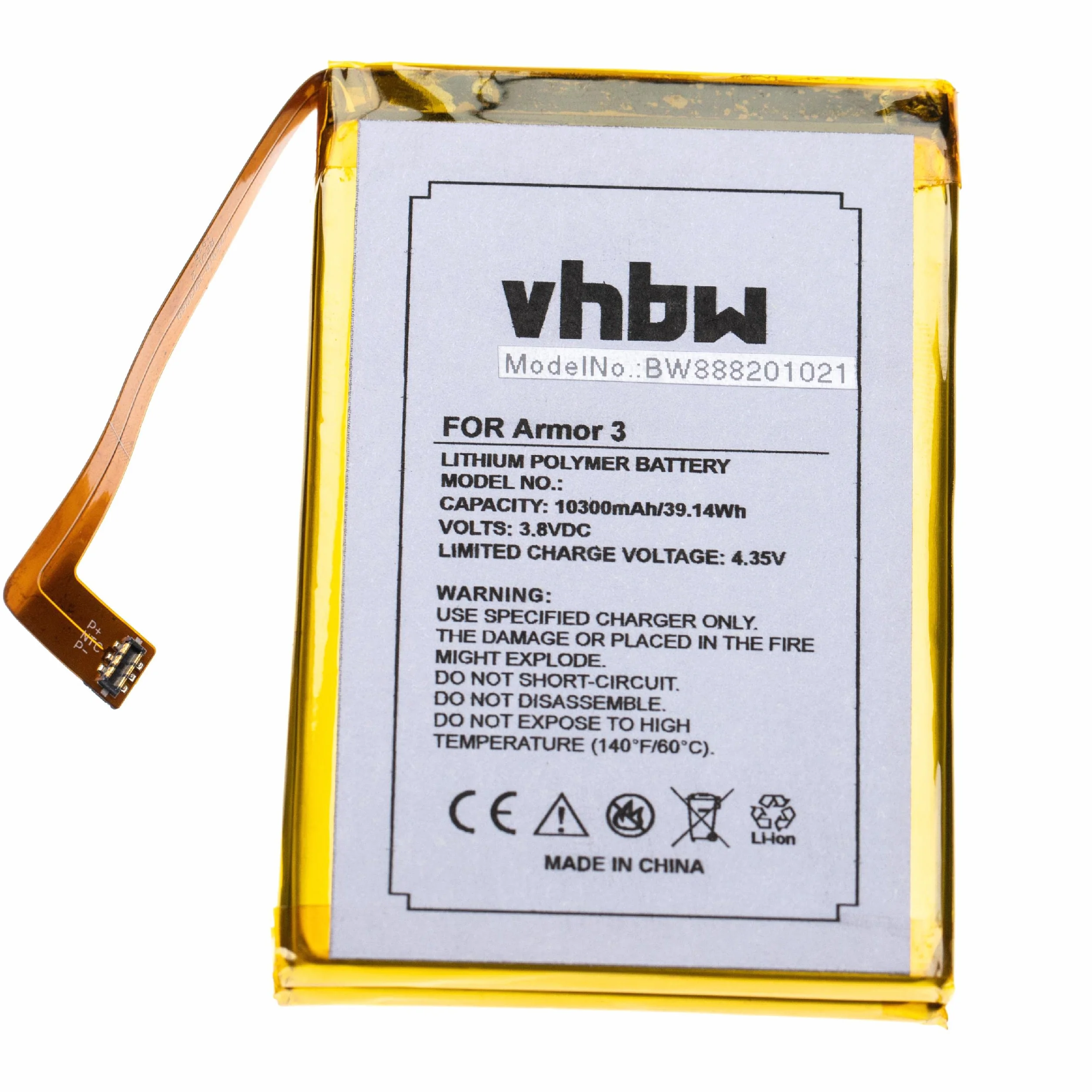 vhbw Bateria kompatybilna z telefonem komórkowym Ulefone Armor 3 (10300 mAh, 3,8 V, litowo-jonowa)