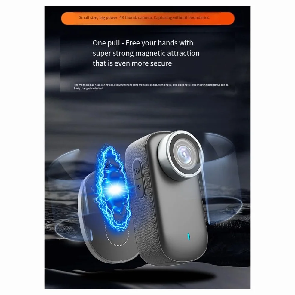 Sporty na świeżym powietrzu monitorowanie zwierząt 4K WiFi mini kamera kciuk szerokokątny obiektyw do rowerów, motocykli, kasku, kota, psa, 128 g
