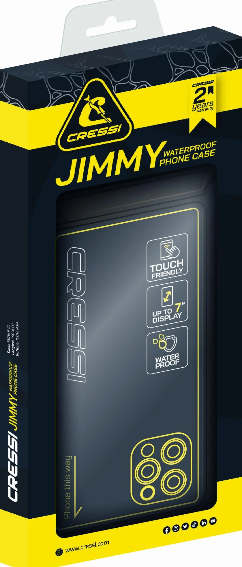 Cressi Jimmy etui na telefon czarne - miękkie wodoodporne etui na telefon komórkowy, czarne, 18 cm, dorosły unisex
