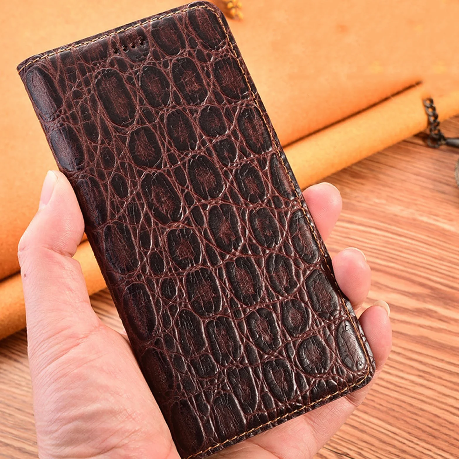 Etui z prawdziwej skóry do iPhone 17 Pro Max / 17 Pro / 17 Air/17, vintage, biznesowe etui na telefon komórkowy z klapką, z zapięciem magnetycznym, czarne, 17 Pro