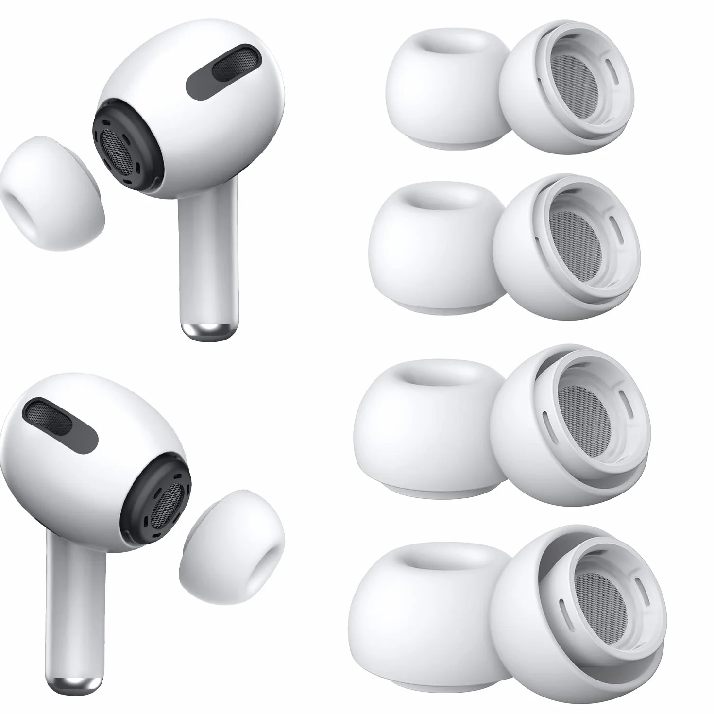 [4 pary] Wymienne końcówki do słuchawek Airpods Pro (XS/S/M/L)