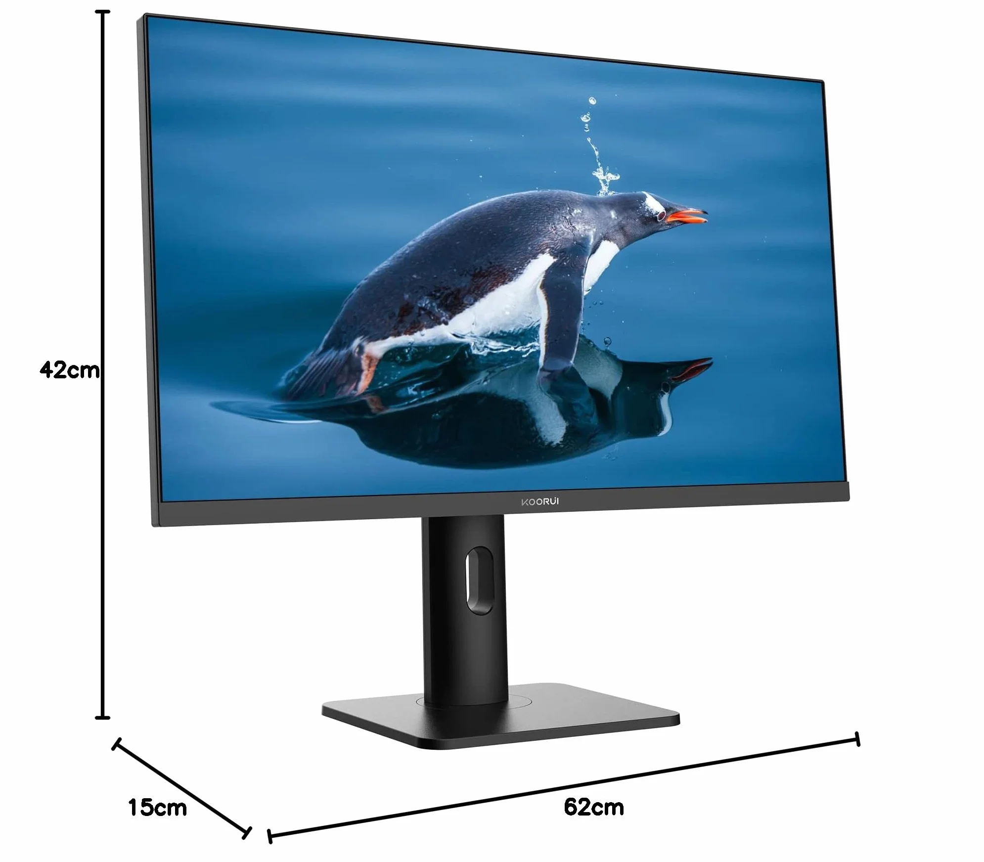 KOORUI Monitor QHD 27 cali, wyświetlacz IPS, 99% Adobe RGB, z regulacją wysokości, 2560 x 1440 pikseli, 60 Hz, 5 ms, USB typu C (65 W), DisplayPort 1.2, HDMI 1.4, czarny