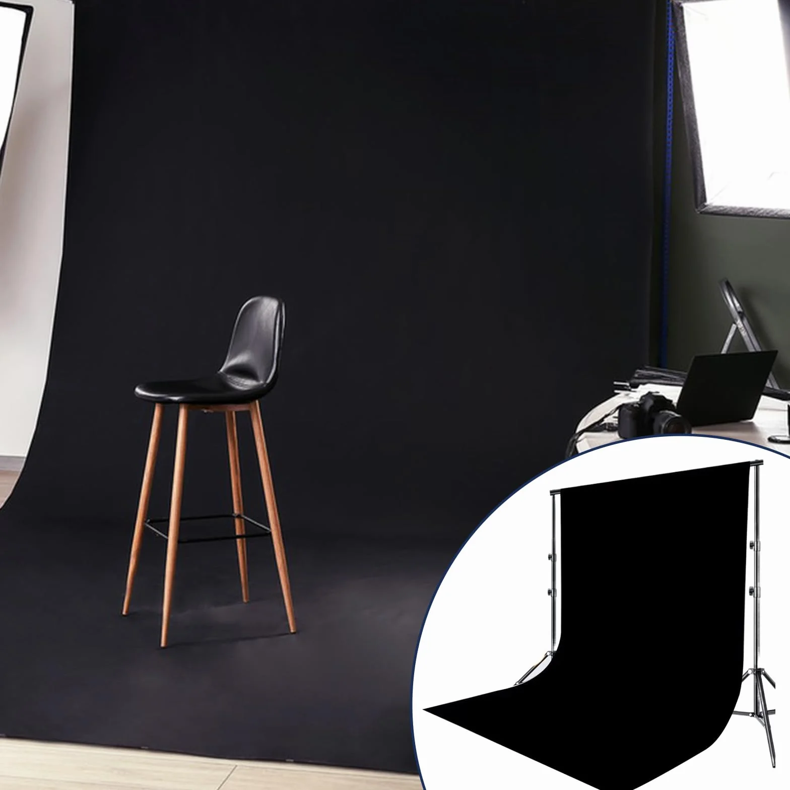 Tło fotograficzne czarne 2 x 3 m czarne tło do fotografii fotograficznej, składana, do fotografii mody, studia fotograficznego, na wesela, imprezy, wideo