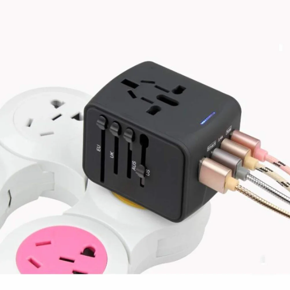 Przenośny Travel International Carging Conversion Soiceniversal Adapter podróży, Universal Plug Socket Power Converter (Color : C, Rozmiar : 4usb (5.5 * 6.5 * 5cm))
