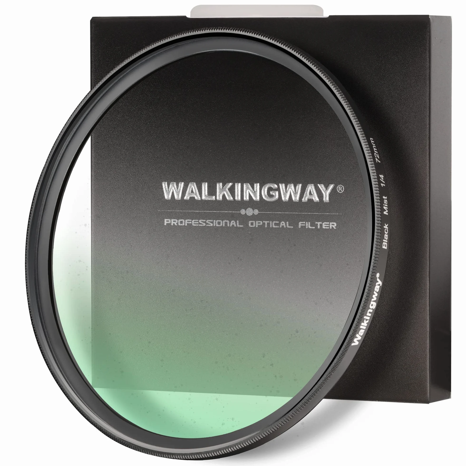 Walking Way 1/8 Pro Black Mist Filter 72 MM - Soft Focus Filtr Obiektywu - Okrągły Filtr Dyfuzyjny - Miękki Świecący Marzycielski Kinowy Mglisty Dyfuzor do Portretów/Vlogów/Fotografii/Wideo