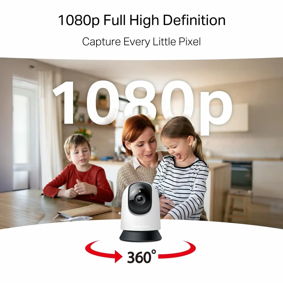 MERCUSYS MC200 kamera do monitoringu wewnątrz 360°, WLAN 2,4 GHz, 1080p, noktowizor, dwukierunkowe audio, rozpoznawanie AI, kompatybilna z Alexa, karta micro SD do 512 GB