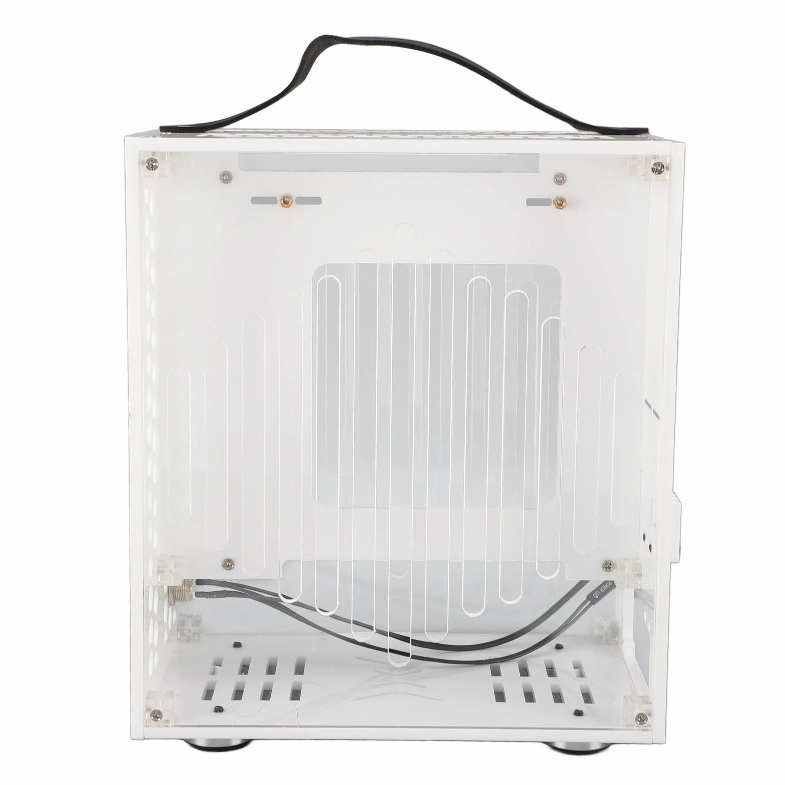 Alomejor Miniaturowa Obudowa Komputera ITX Przenośna, Kompaktowa Obudowa na Biurko do Samodzielnego Grania z Przezroczystymi Panelami Akrylowymi 23x20,5x12cm (WHITE)