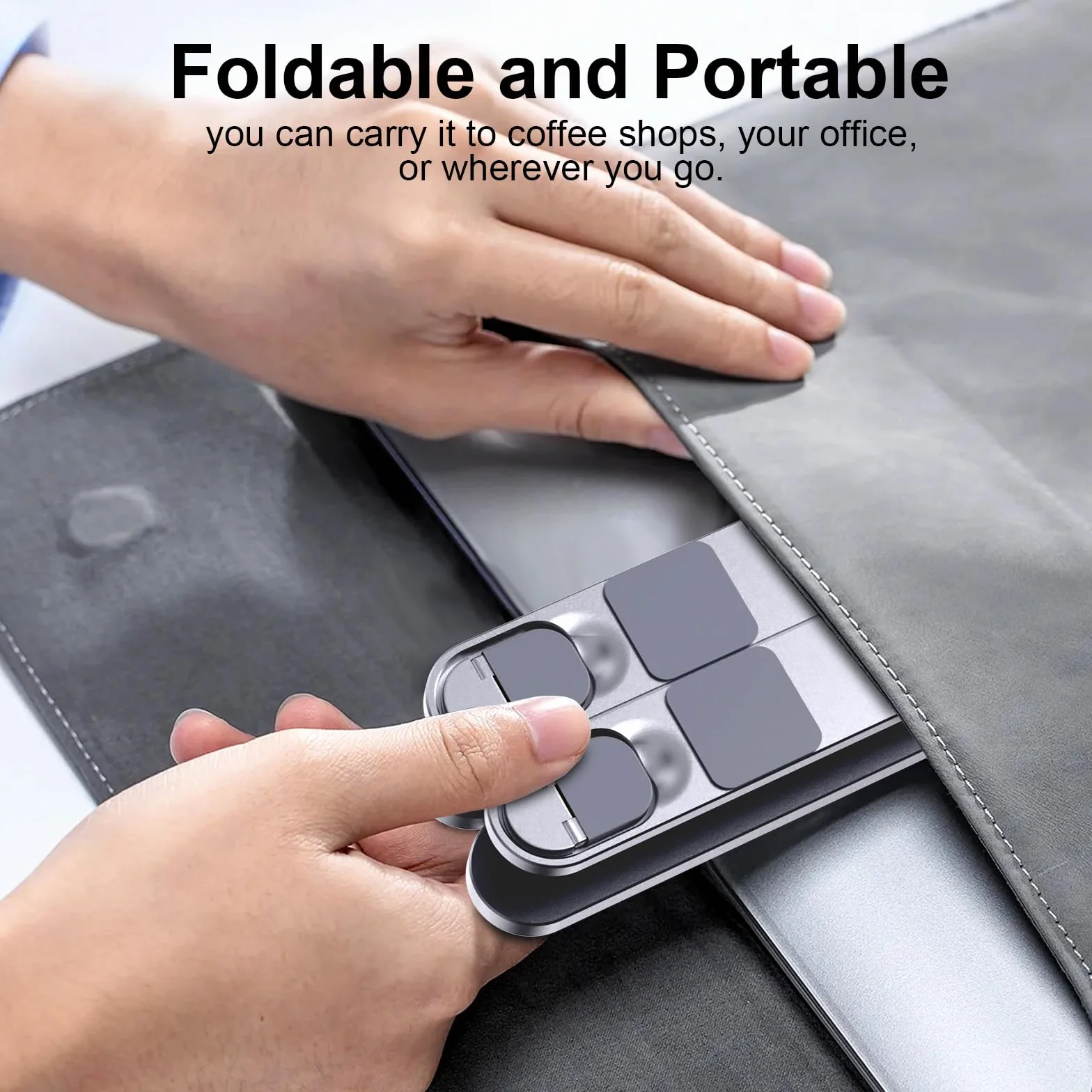 LIENS Regulowany stojak na laptopa z obrotową podstawą 360, aluminiowy stojak na laptopa, składany, ergonomiczny stojak na notebooka, kompatybilny z iPadem i MacBookiem / wszystkimi laptopami o