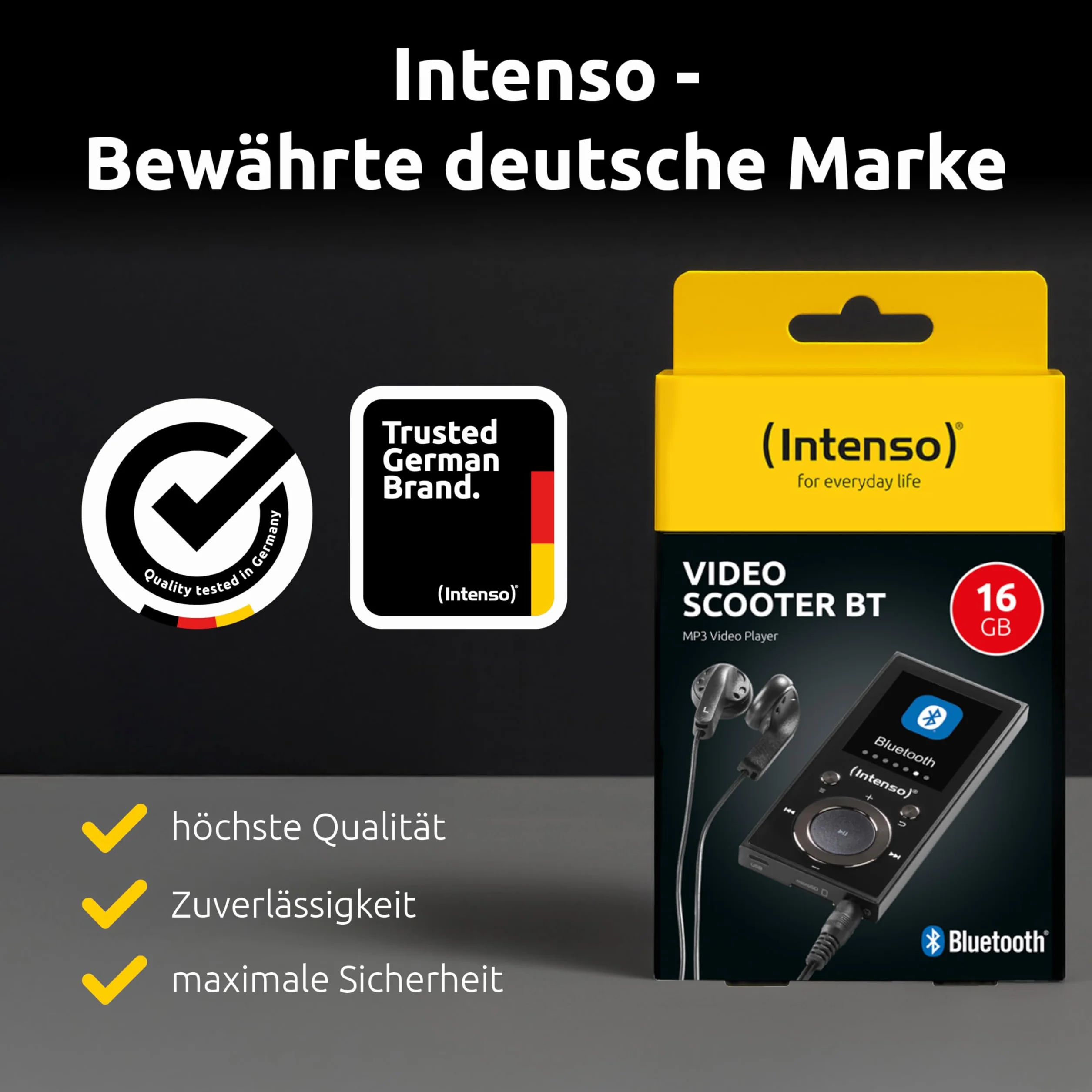 Intenso Odtwarzacz MP3 Skuter wideo 1,8 cala Bluetooth Czarny