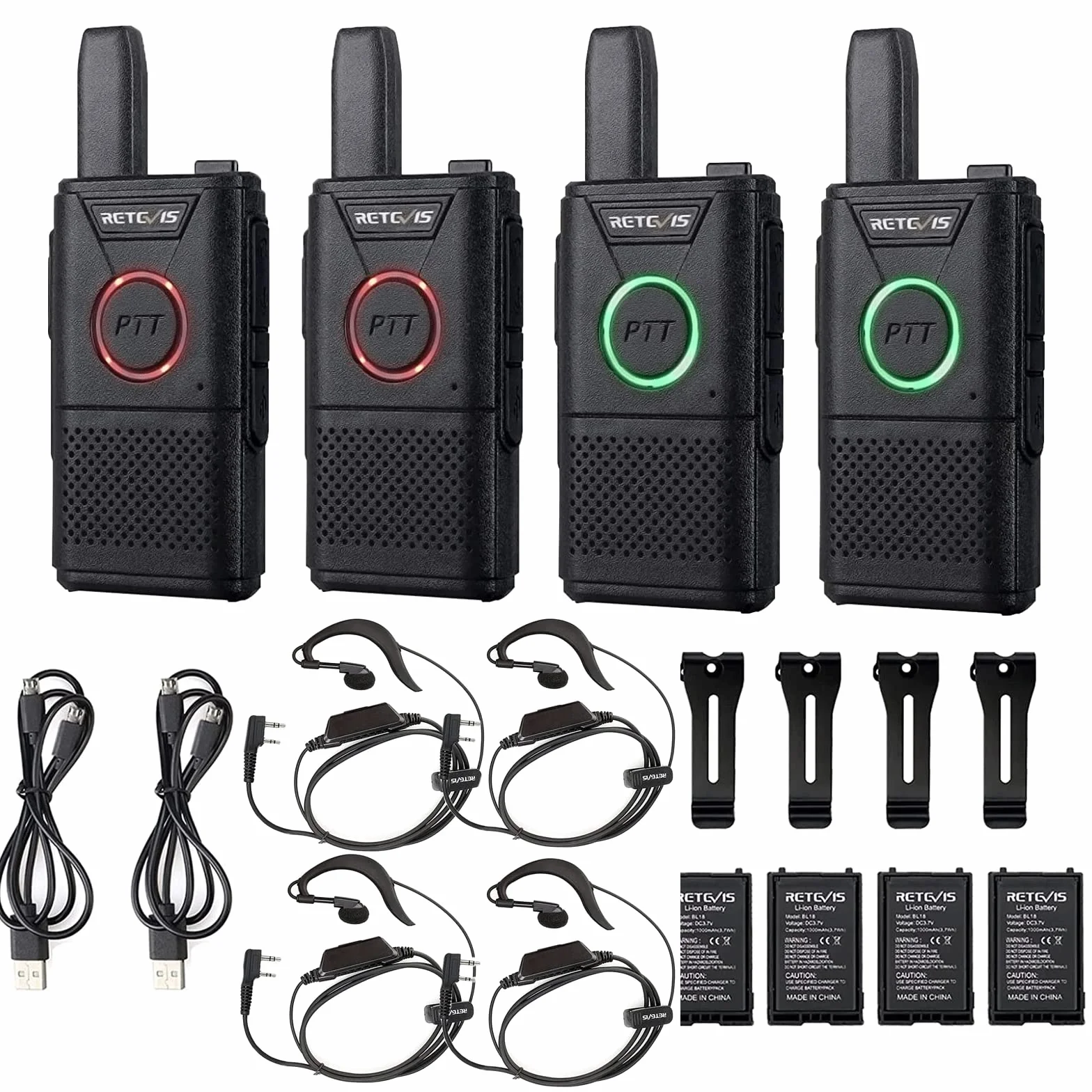 Retevis RT618 Walkie Talkie Dual Ptt, Ultracienkie Radio 2-DrożNe Bez Licencji Pmr446, Walkies Z 5-Portową łAdowarką Usb, PrzenośNy Walky Talky Dla KelneróW W Restauracjach, Hotelach (Czarny, 5 Sztuk)