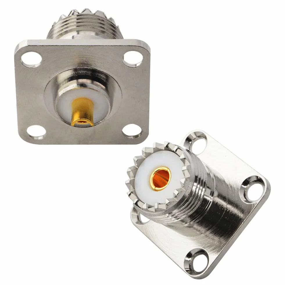 UHF żeńska wtyczka SO239 4 otwory panel podwozie uchwyt kołnierz lutowniczy RF koncentryczny adapter złącza koncentrycznego do PL259 wtyczka męska zestaw 2