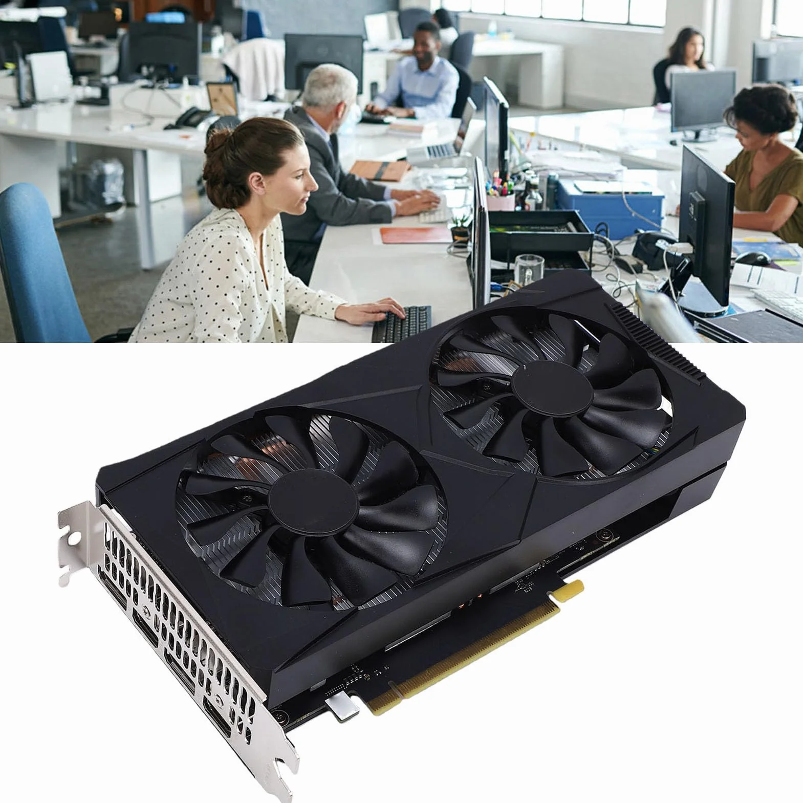 Bewinner Karta Graficzna 6 GB GDDR6 192-bitowy Procesor Graficzny PCIe 3.0 X16 z Dwoma Wentylatorami, Obsługa Ray Tracing DLSS, Wysoka wydajność FPS 1080p 2K, Port HDMI DisplayPort