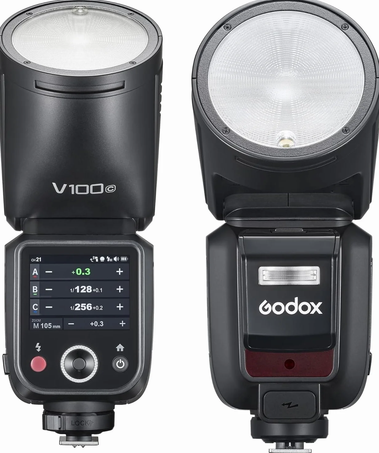Godox V100C V100 C V100-C lampa błyskowa z okrągłą głowicą Speedlite do aparatów Canon EOS 100 W TTL HSS 1/8000s 2,4G wbudowane światło wypełniające LED